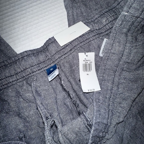 Old Navy Pants Women XL Black Linen Blend Cropped Drawstring 36x26 High Rise NEW - Picture 4 of 6